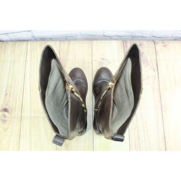 Michael Michael Kors Arley Riding Boot Brown Leather Size 7.5 M - Picture 10 of 12